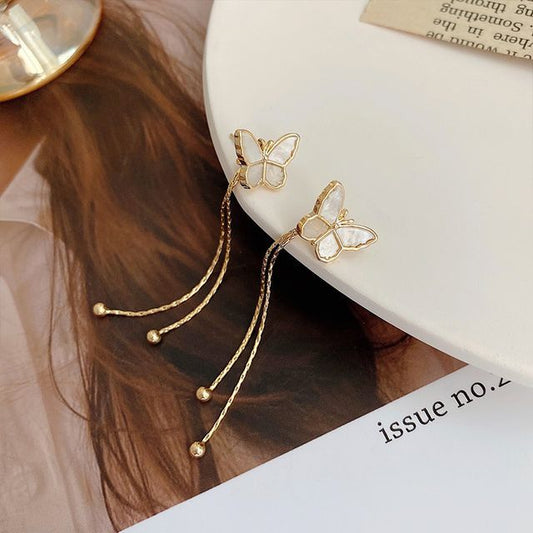 Alloy Butterfly Fringed Earring