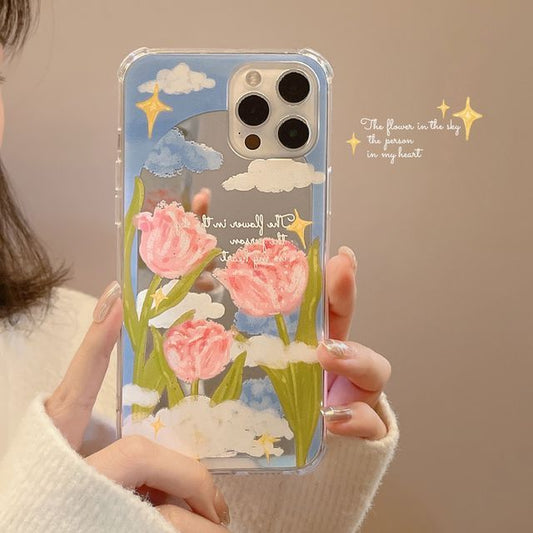Case Mirrored Flower Phone