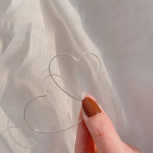 Silver Earring Sterling Heart Hoop
