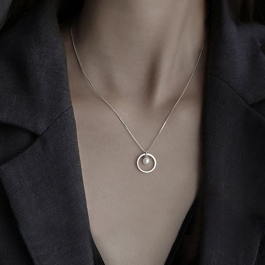 Pearl Faux Necklace Silver Sterling