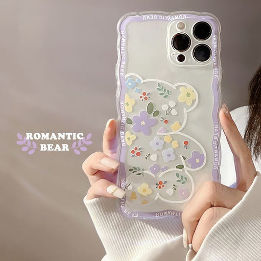 Bear Flower Phone Case Transparent