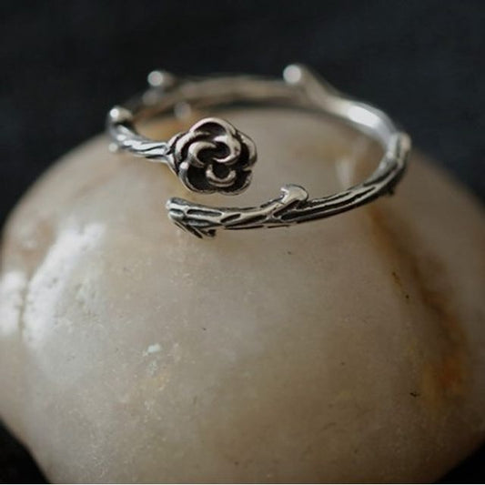 Sterling Silver Rose Open Ring