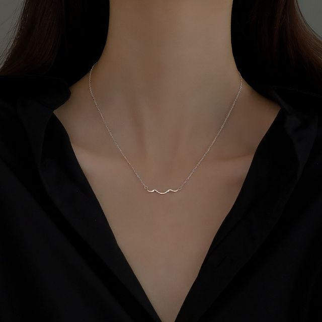 Choker Sterling Wavy Pendant Silver