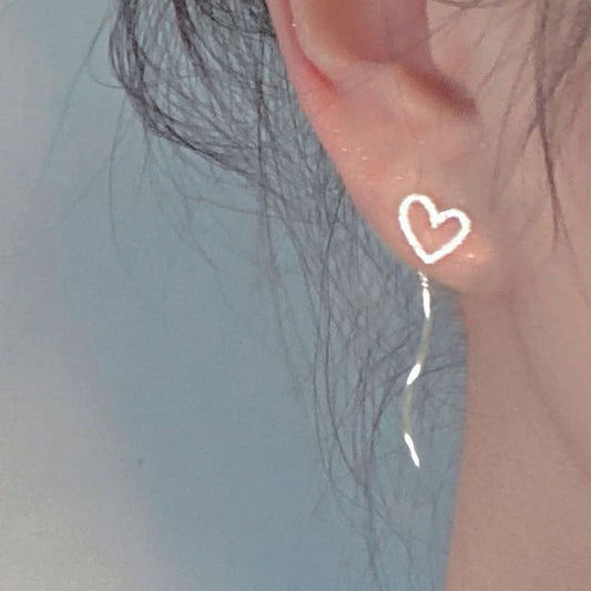 Silver Dangle Sterling Heart Earring