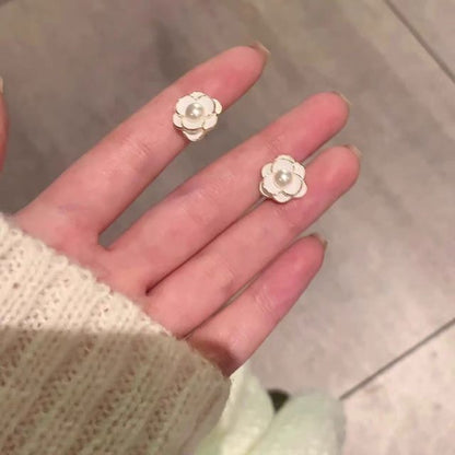 Faux Pearl Flower Earring Alloy