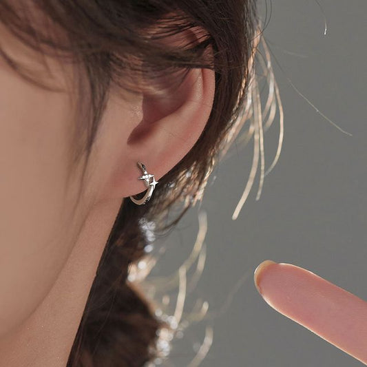 Hoop Earring Sterling Silver Star