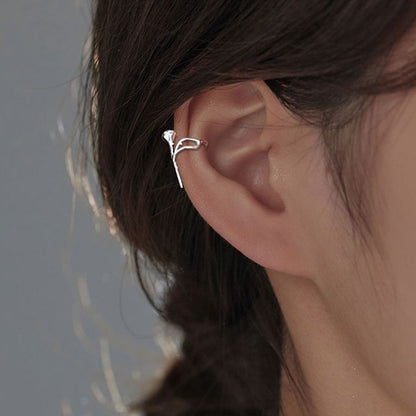Earring Silver Cuff Rose Sterling