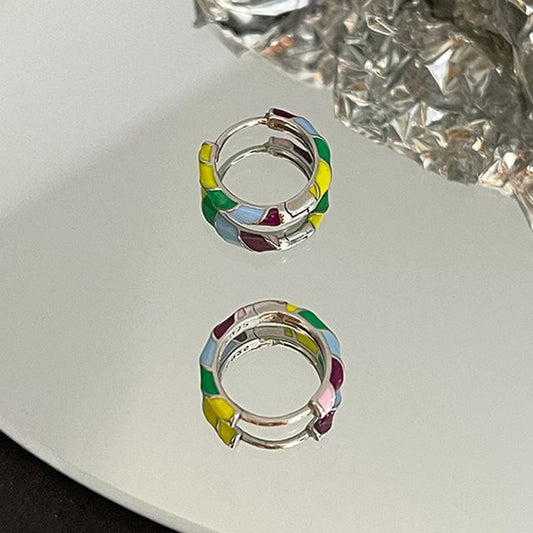 Earring Sterling Glaze Hoop Silver