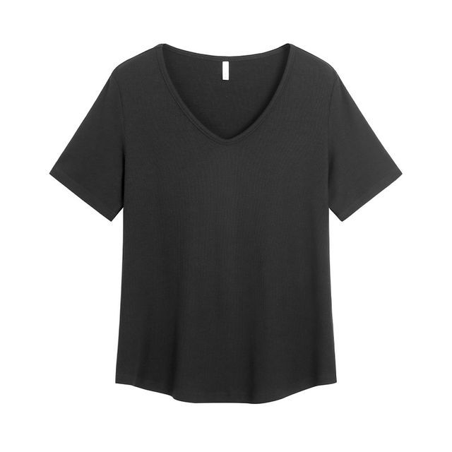 Short-Sleeve V-Neck Plain T-Shirt