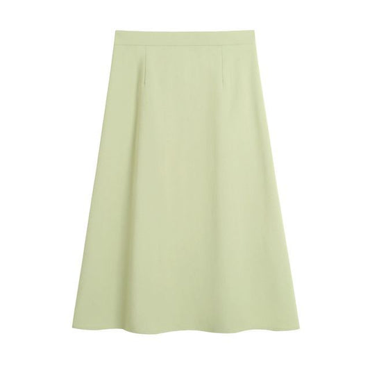 High Waist Plain Midi A-Line Skirt