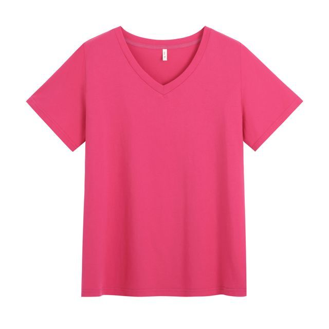 Short-Sleeve V-Neck Plain Tee