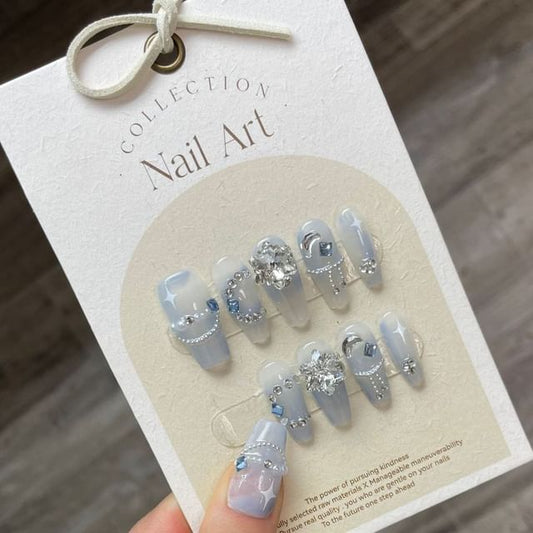 Faux ongles en strass motif flocon de neige