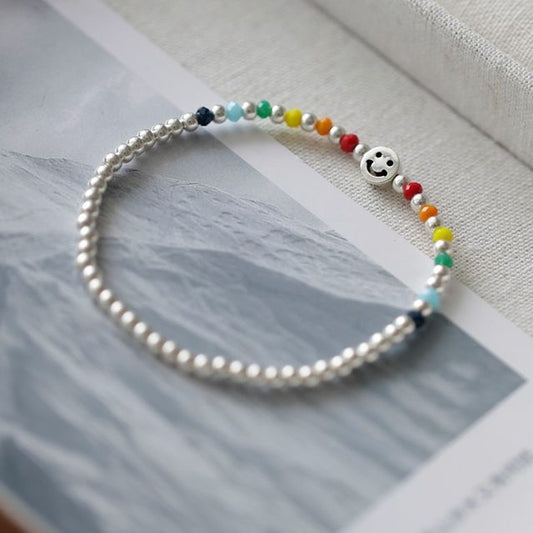 Face Rainbow Bracelet Smiley Silver Sterling