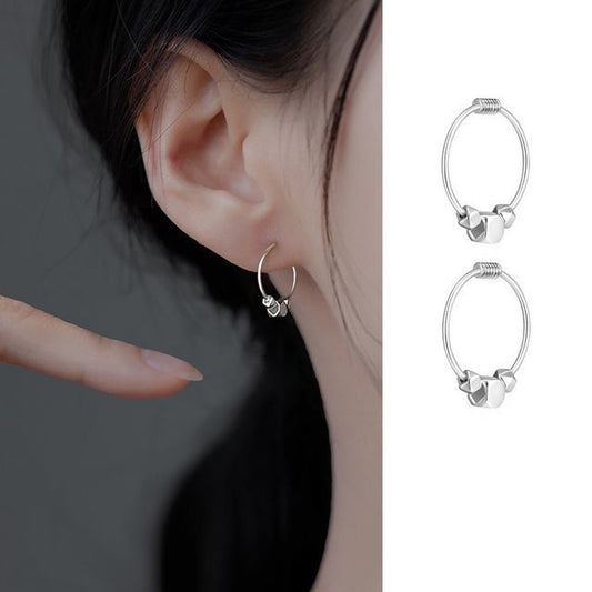 Silver Earring Hoop Sterling Bead