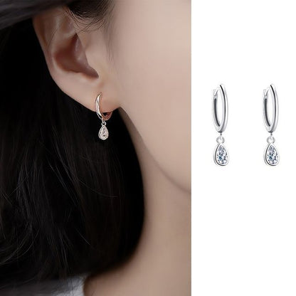 Rhinestone Silver Earring Sterling Dangle Droplet