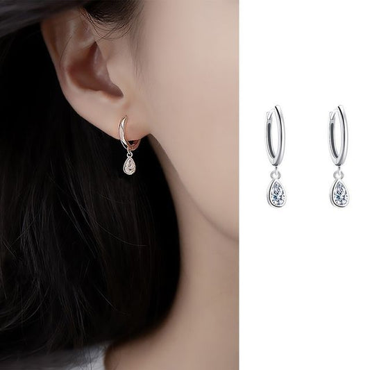 Rhinestone Silver Earring Sterling Dangle Droplet