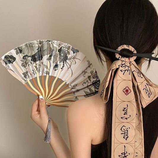 / Hand Chinese Fan Character Traditional Scrunchie