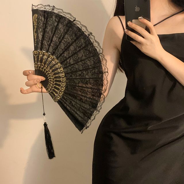 / Hand Chinese Fan Character Traditional Scrunchie