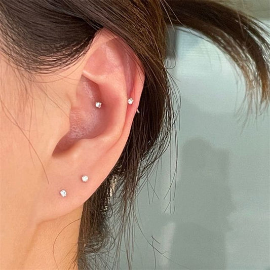 Rhinestone Stud Earring 2 Set: Pair Alloy