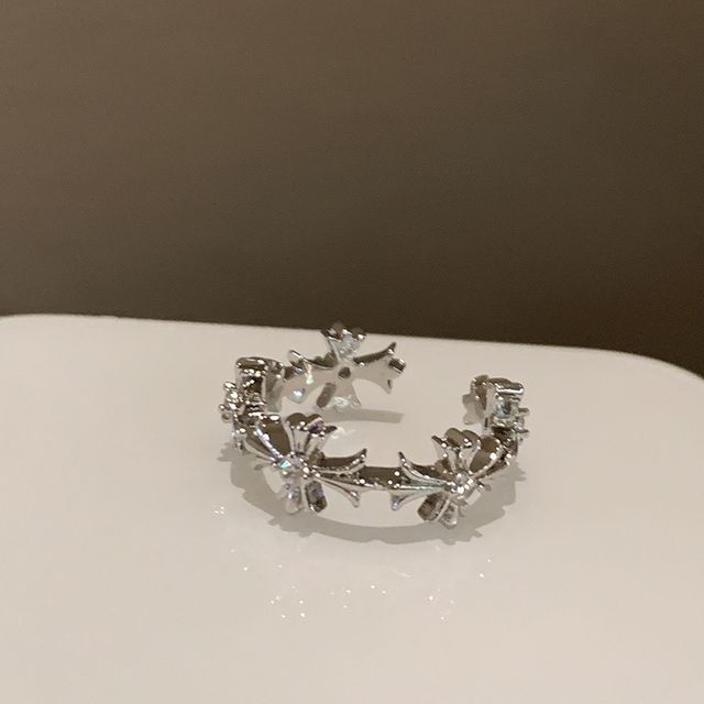 Ring Cross / Set Faux Moonstone Open