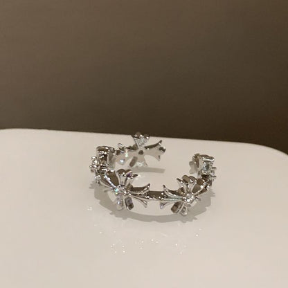 Ring Cross / Set Faux Moonstone Open