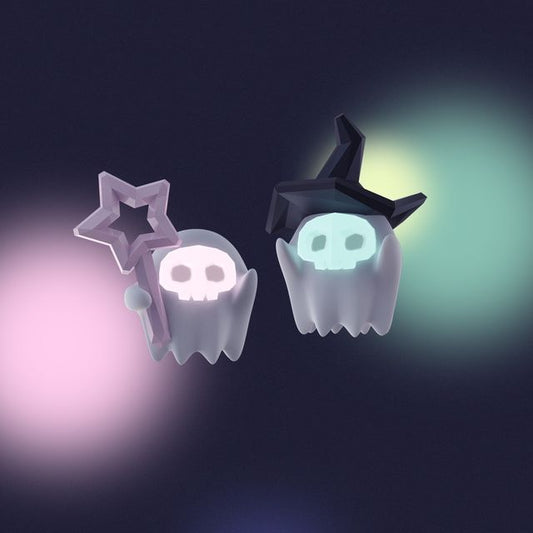 Halloween Silver Designs ) ( Sterling Earring Various Stud Ghost