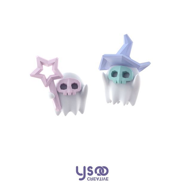 Halloween Silver Designs ) ( Sterling Earring Various Stud Ghost