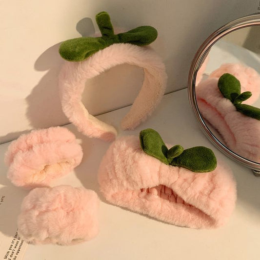 Band Chenille Headband Hair Wrist Tie / Peach