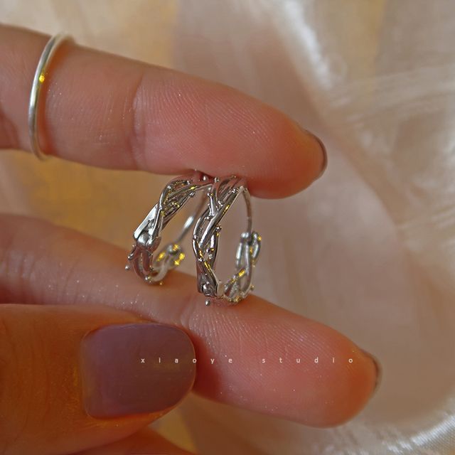 Earring Hoop Sterling Silver Thorn