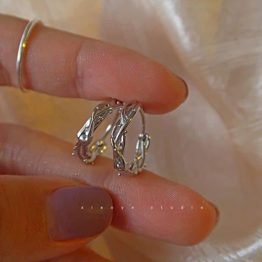 Earring Hoop Sterling Silver Thorn