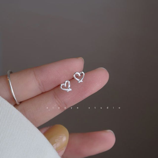 Stud Earring Silver Heart