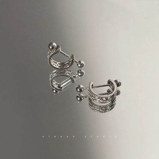 Huggie Sterling Silver Earring Barbell Cutout