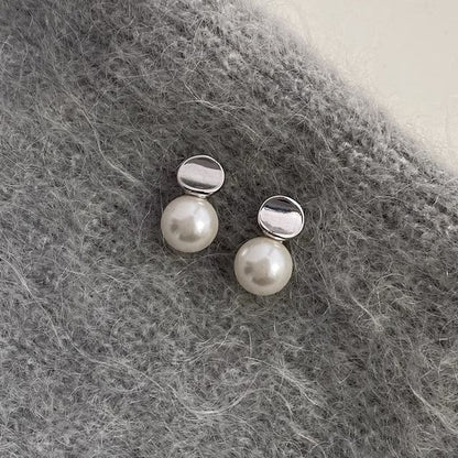 Silver Sterling Drop Earring Pearl Faux