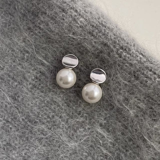 Silver Sterling Drop Earring Pearl Faux