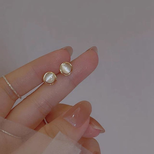 Cat Earring Eye Stud Stone Faux Alloy
