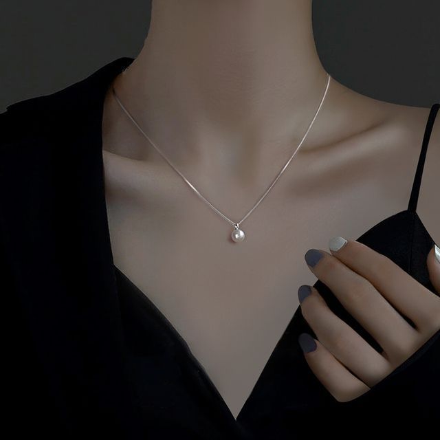 Necklace Pearl Faux Pendant Alloy