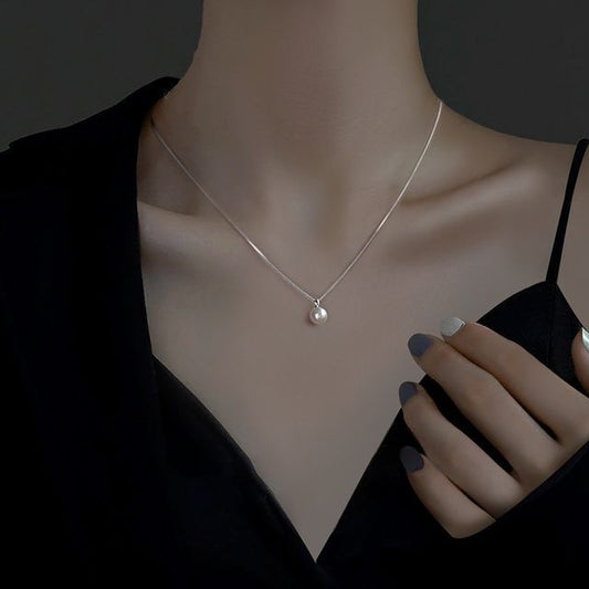 Necklace Pearl Faux Pendant Alloy