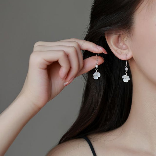Dangle Acrylic Faux Pearl Earring Floral Alloy