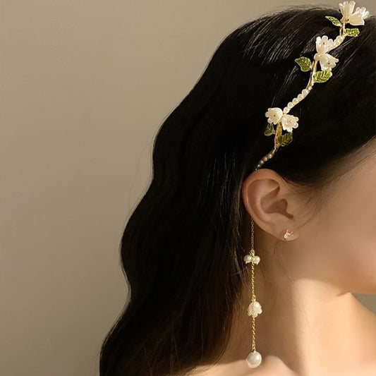 Faux Pearl Headband Floral