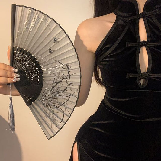 Foldable Fabric Fan Designs) Hand (Various Floral