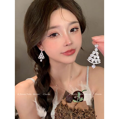 Chandelier Drop Christmas Earring Bracelet Set Choker Tree Snowflake Fluffy /