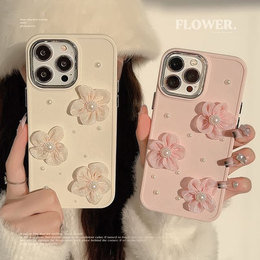 Floral Phone Case Faux Pearl