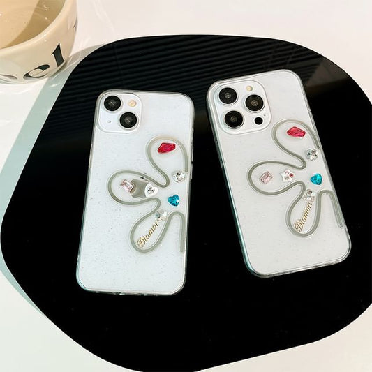 Floral Case Rhinestone Phone