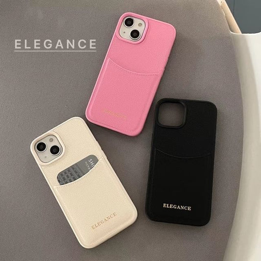 Card Leather Holder Phone Case Faux Lettering