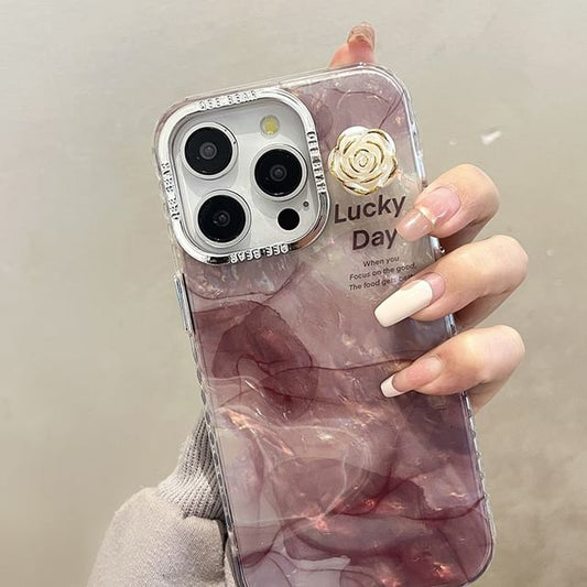 Floral Print Marble Case Phone