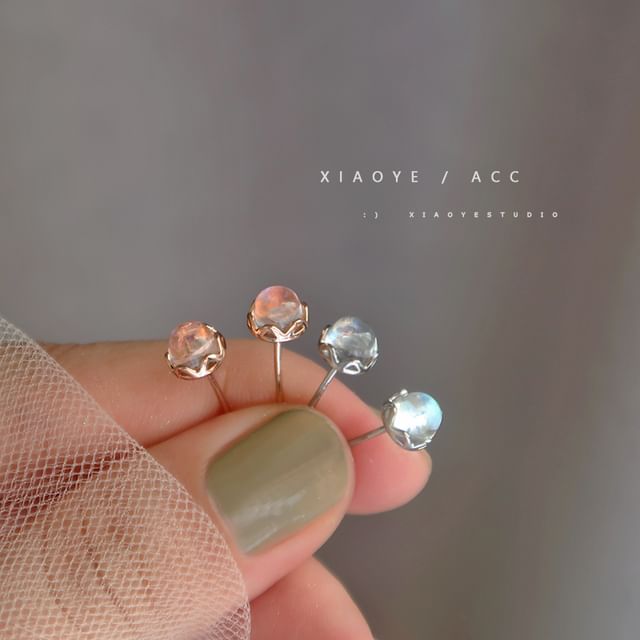 Stud Faux Earring Silver Sterling Gemstone