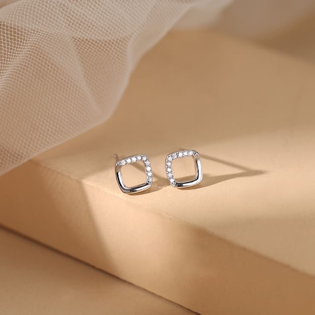 Stud Rhinestone Sterling Geometric Silver (Various Designs) Earring