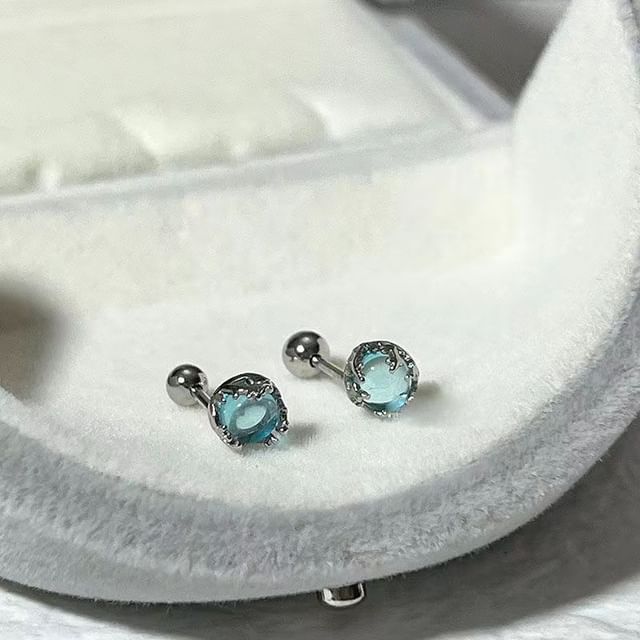 Faux Gemstone Earring Sterling Silver Barbell