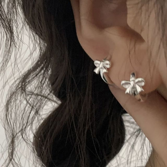 Bow Huggie Silver Sterling Earring