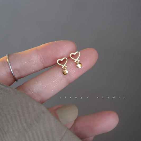Silver Sterling Drop Earring Heart